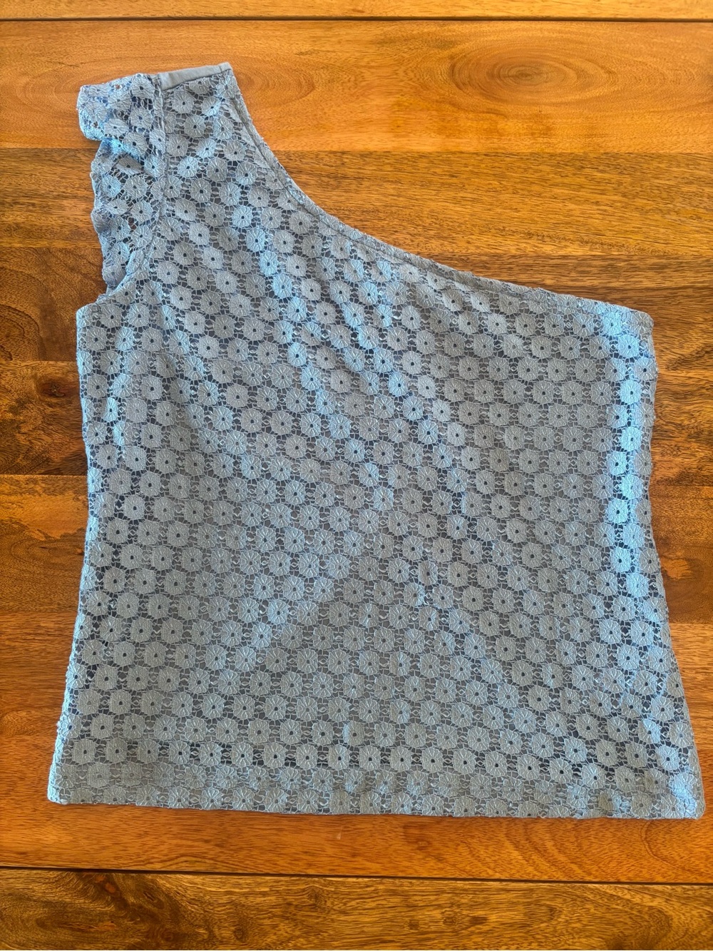 Mossimo One-Shoulder Lace Top in Light Blue